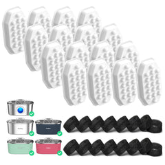 Rellaty 32pcs filters and sponges pack for clean, fresh-tasting cat water.