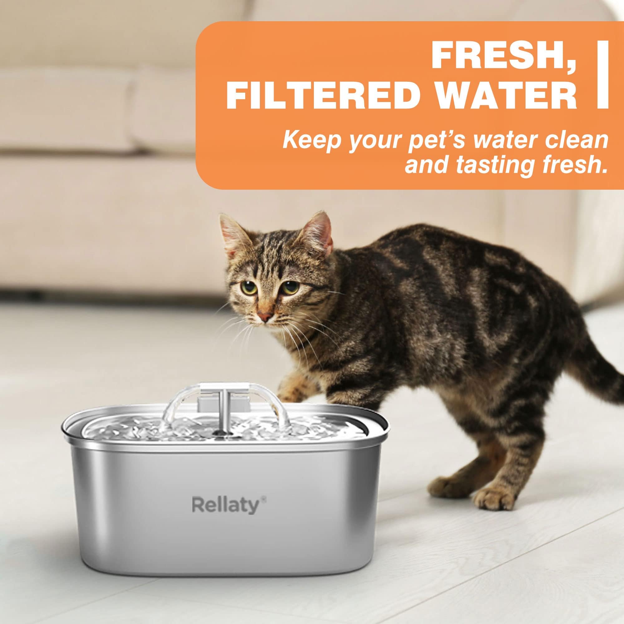 Rellaty setup image demonstrates easy insertion and quick fountain maintenance.