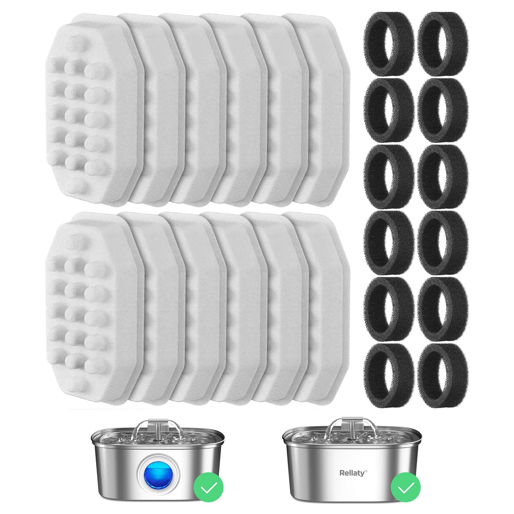 Rellaty cat fountain sponge filter close-up traps debris for clearer water.