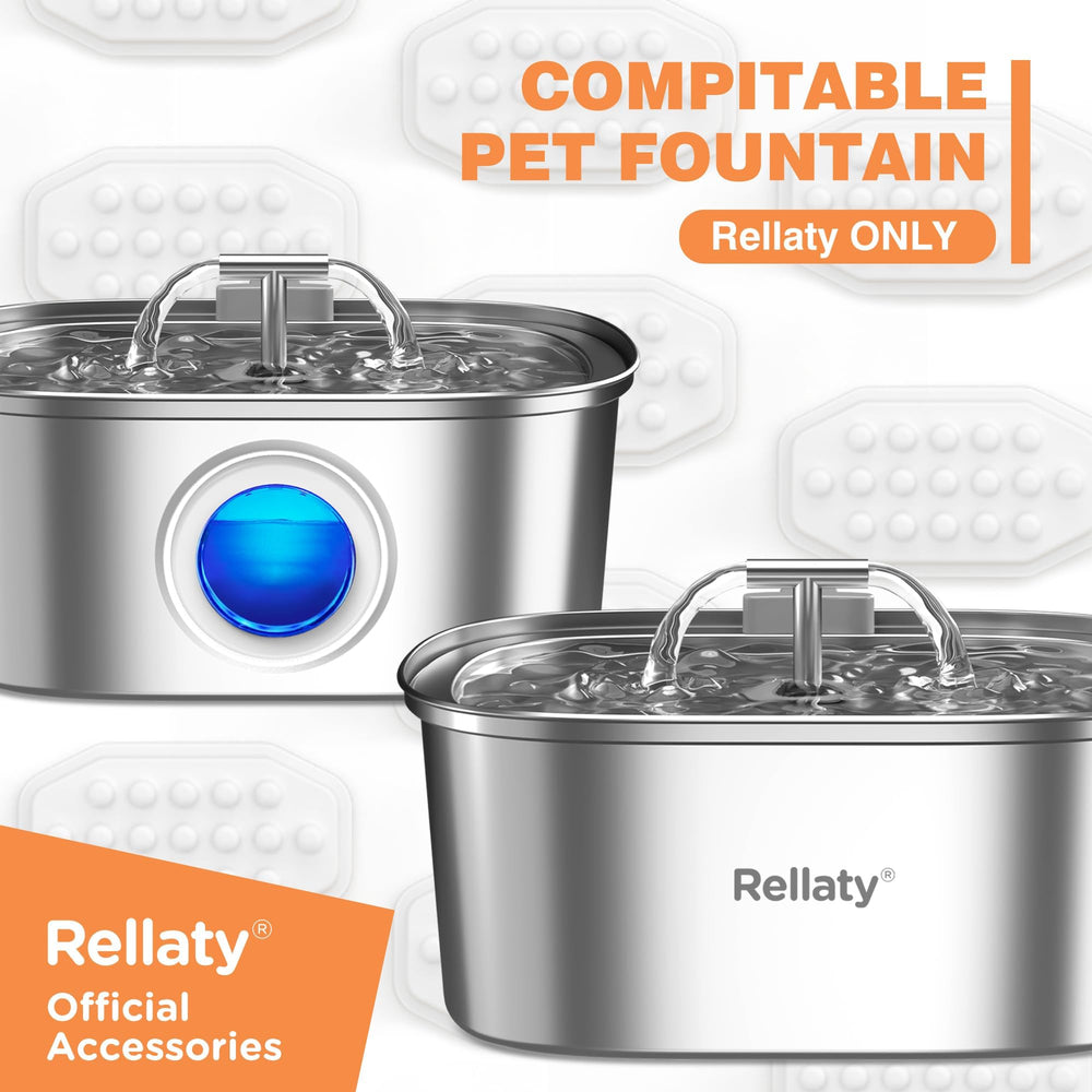 Rellaty cat fountain sponge-filter pair supports easy maintenance and pump protection.