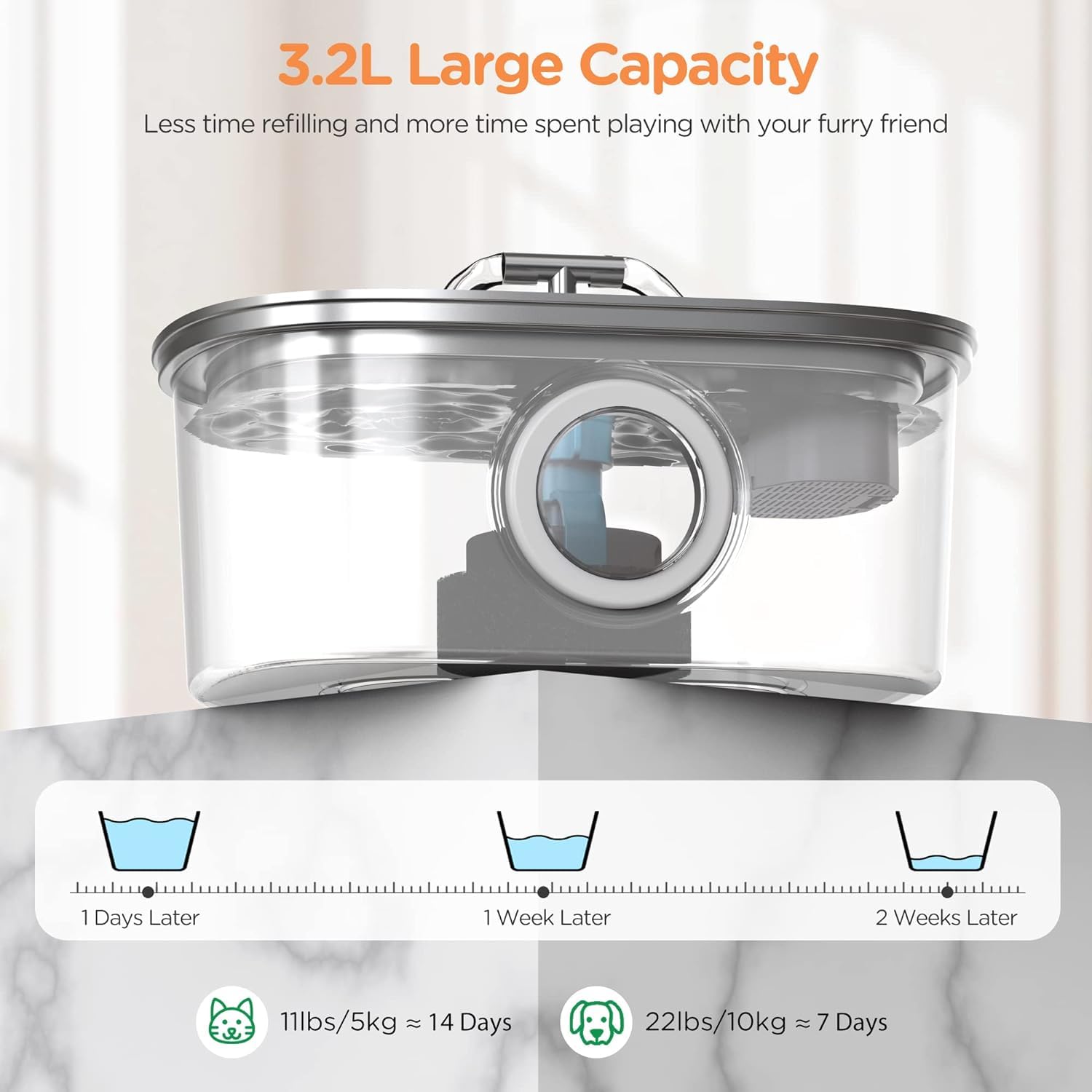 Rellaty cat water fountain quiet pump operates quietly for a peaceful home