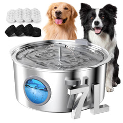 Rellaty 7L dog water fountain with water level window for easy monitoring