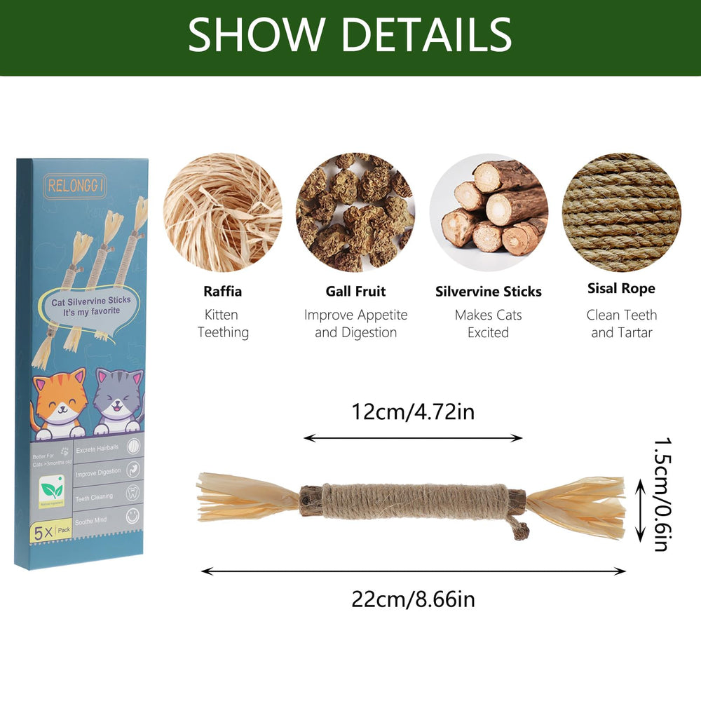 RELONGGI silvervine sticks kitten-teething close-up with textured surface for teeth cleaning