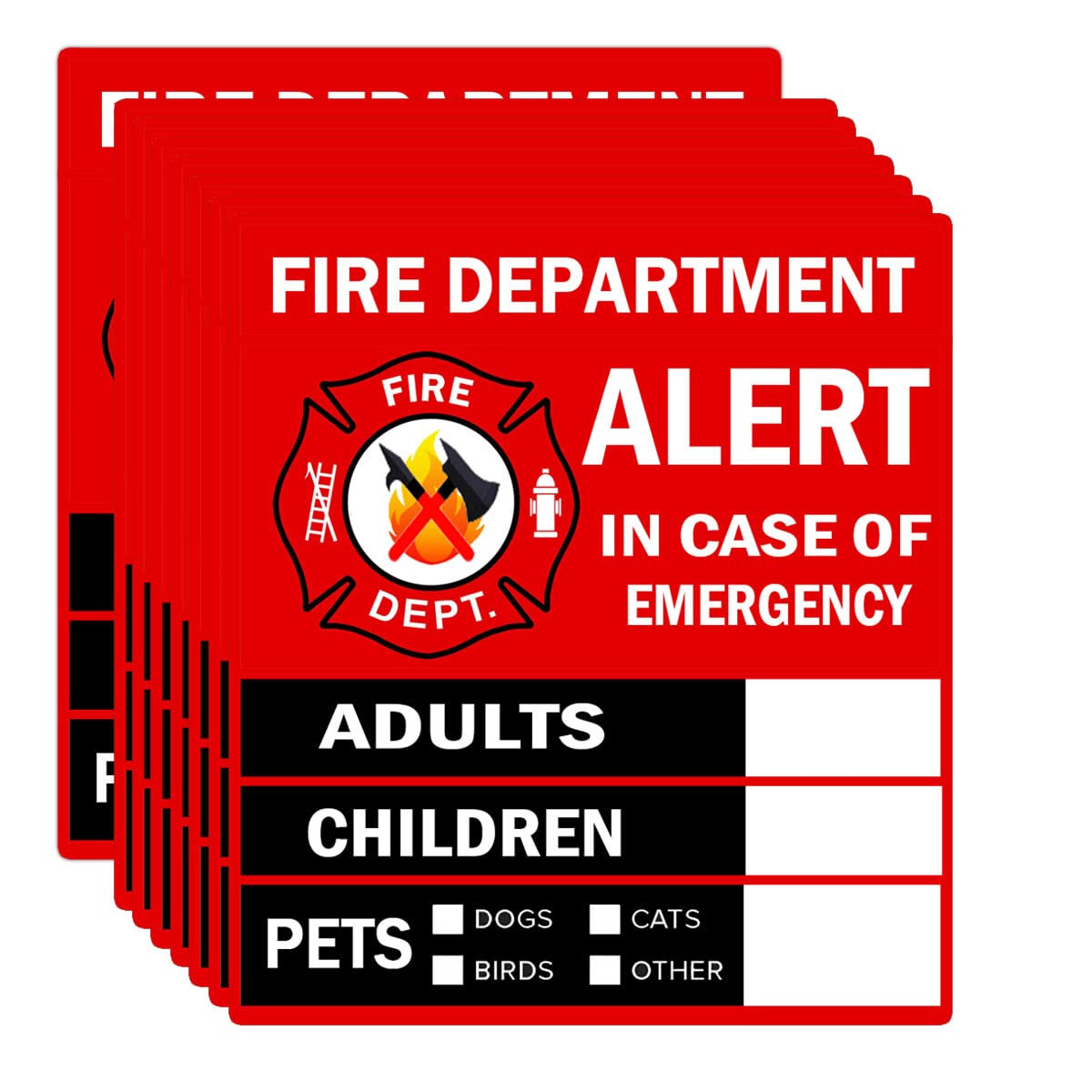 Remarkabel emergency alert sticker 4x4.5 inch pack ready for quick rescue awareness.