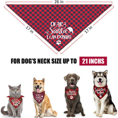 Remifa 4-pack dog Christmas bandana back lattice plaid pattern for daily wear