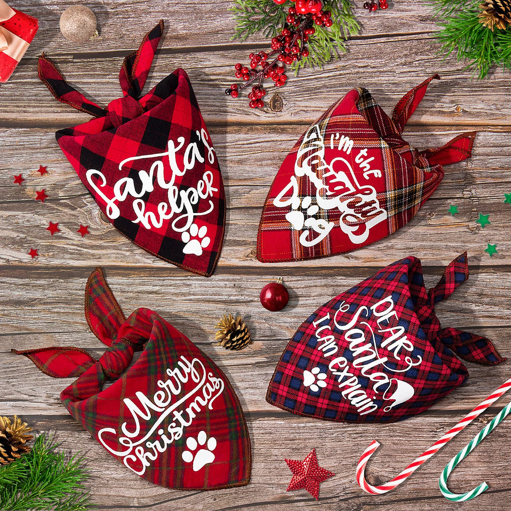 Remifa 4-pack dog Christmas bandana close-up fabric texture and softness