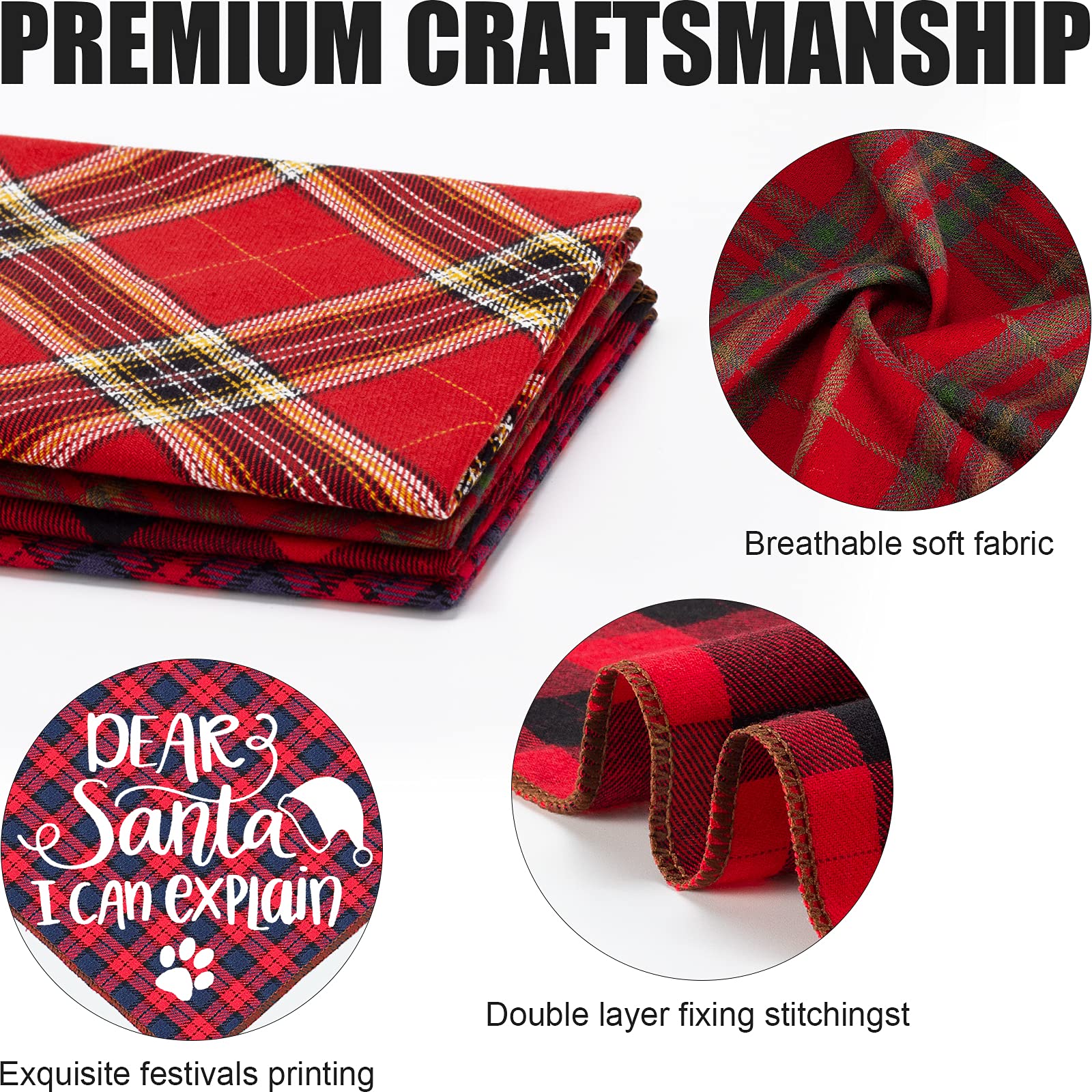 Remifa 4-pack dog Christmas bandana folded wear multiple looks