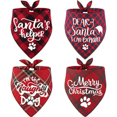 Remifa 4-pack dog Christmas bandana front view festive pet photo prop