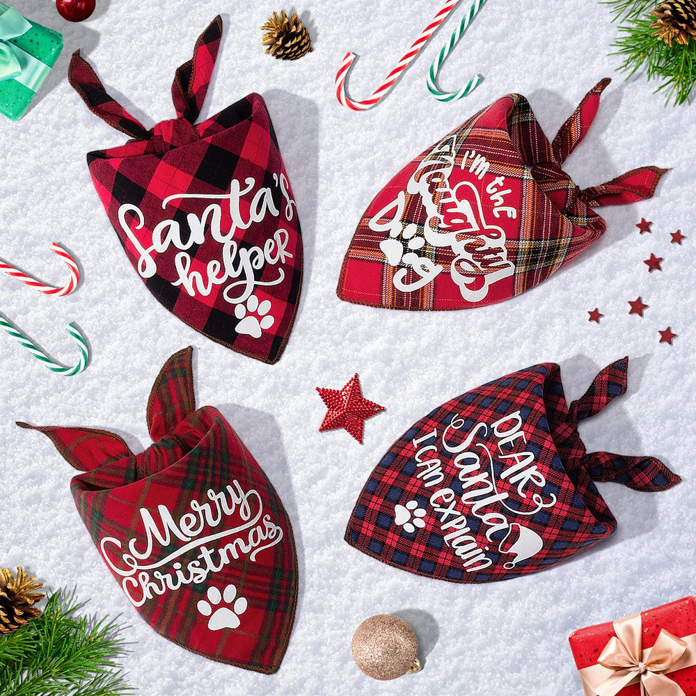 Remifa 4-pack dog Christmas bandana during walks festive charm