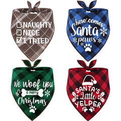 Remifa four-pack christmas dog bandanas front view with festive prints