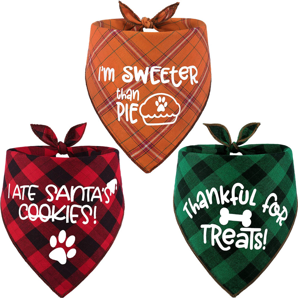 Remifa Thanksgiving dog bandana, front view, festive print for holiday flair