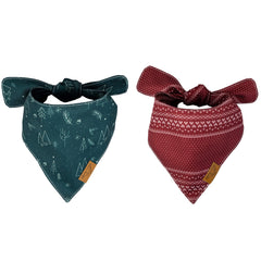 Remy+Roo dog bandana pack setup shows adjustable twin ends for precise neck fit.