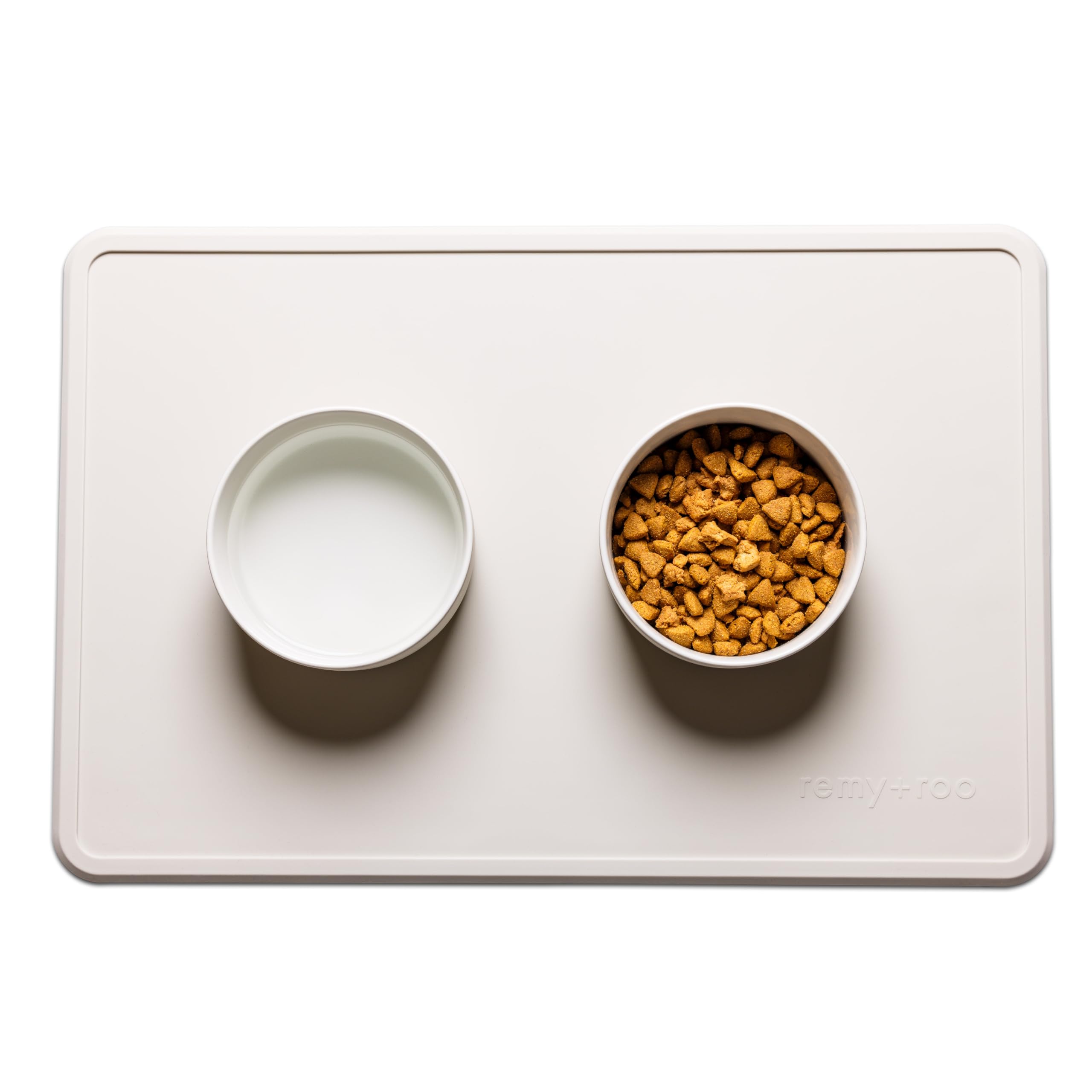 Remy+Roo stone silicone dog food mat front view for mess-free meals