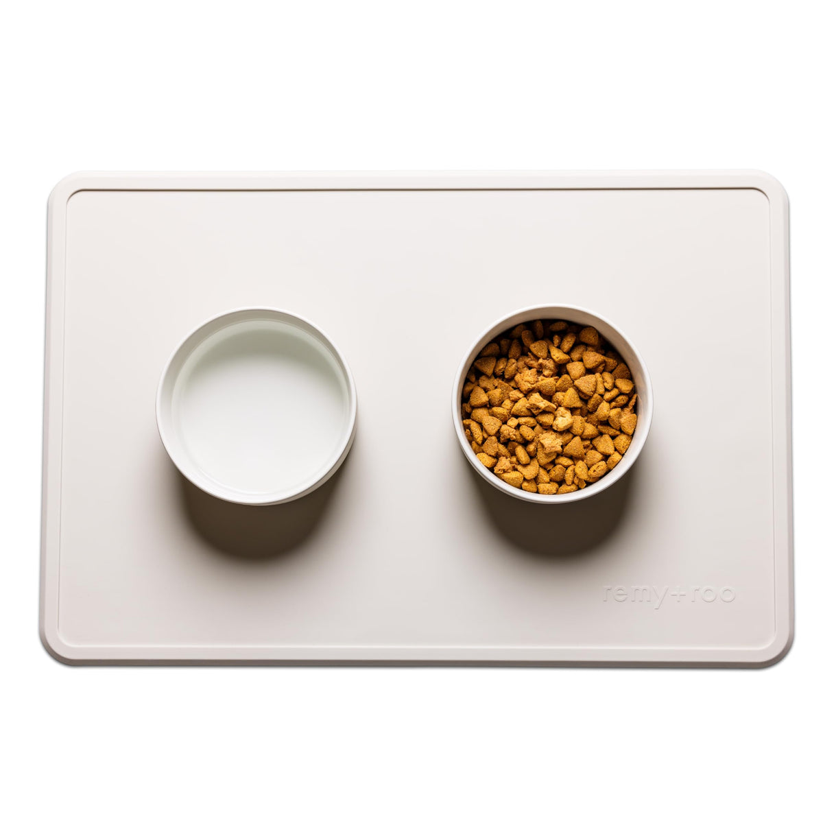 Remy+Roo stone silicone dog food mat front view for mess-free meals
