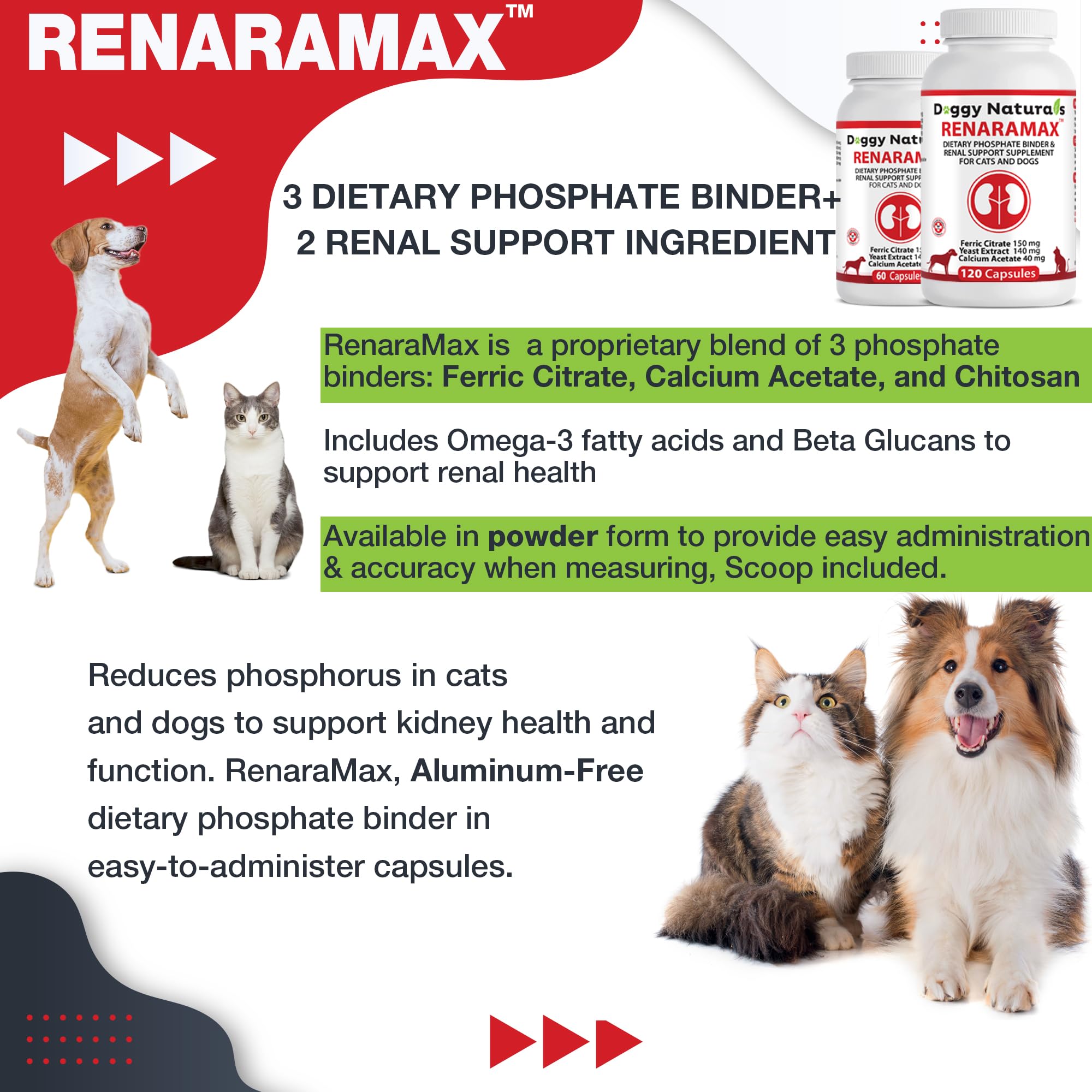 RENARAMAX calcium acetate component highlight for phosphate management.
