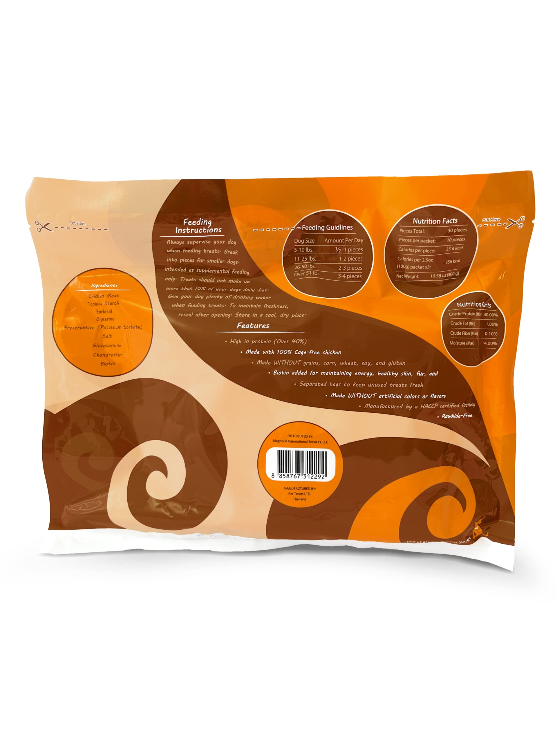 Rena's Recipe chicken steak strips rawhide-free label emphasizes safer chews for dogs.