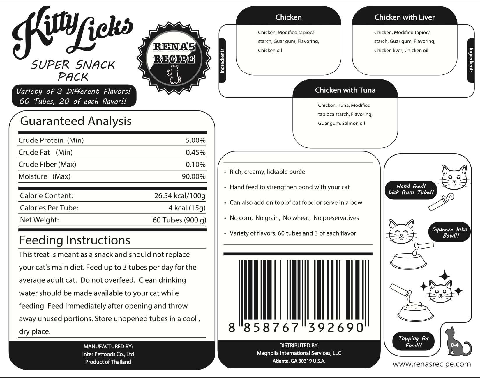 Rena's Recipe chicken with tuna tubes ready as meal topper