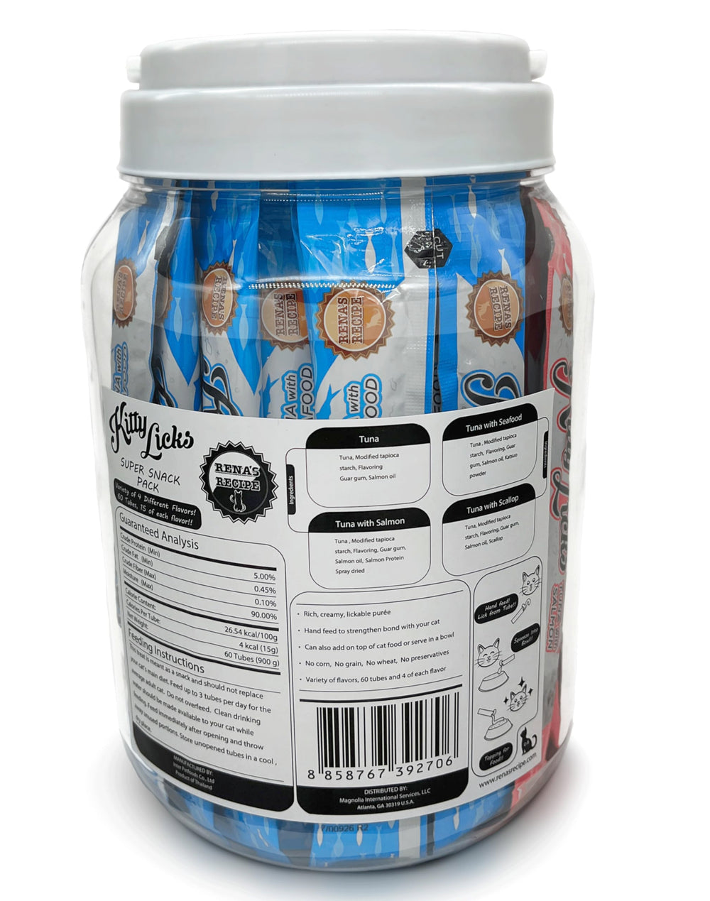 Rena's Recipe Tuna Barrel texture close-up highlights creamy lickable purée.