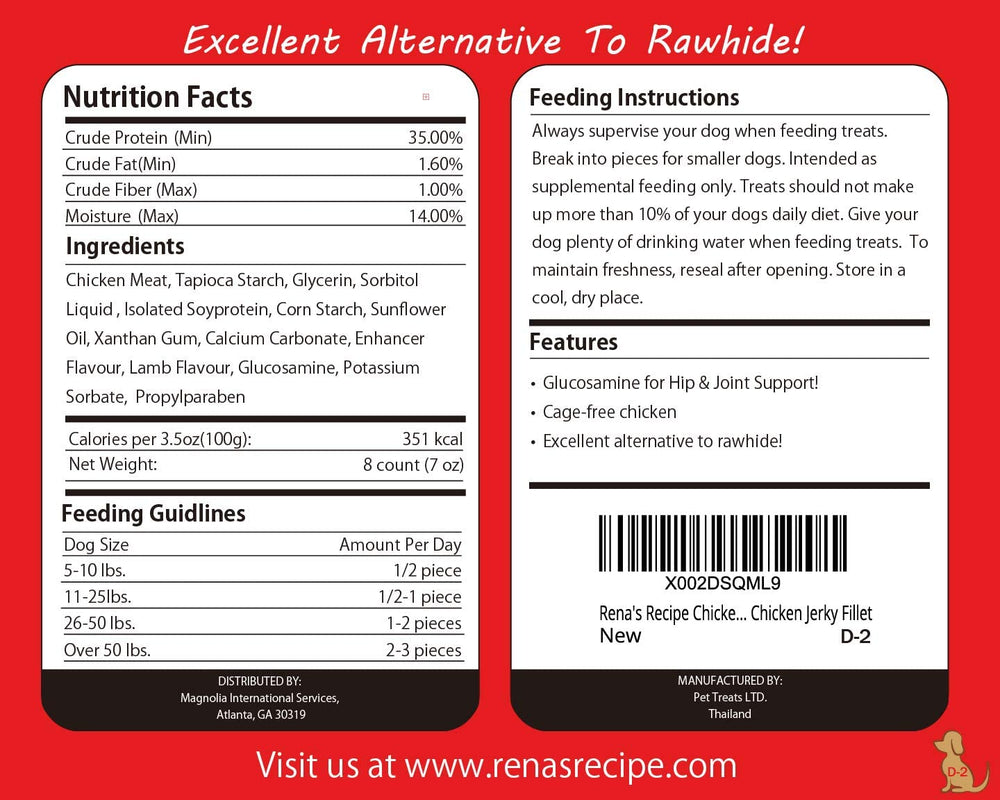 Rena's Recipe rawhide-free chews closeup showing safe, digestible treats