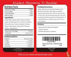 Rena's Recipe rawhide-free chews closeup showing safe, digestible treats