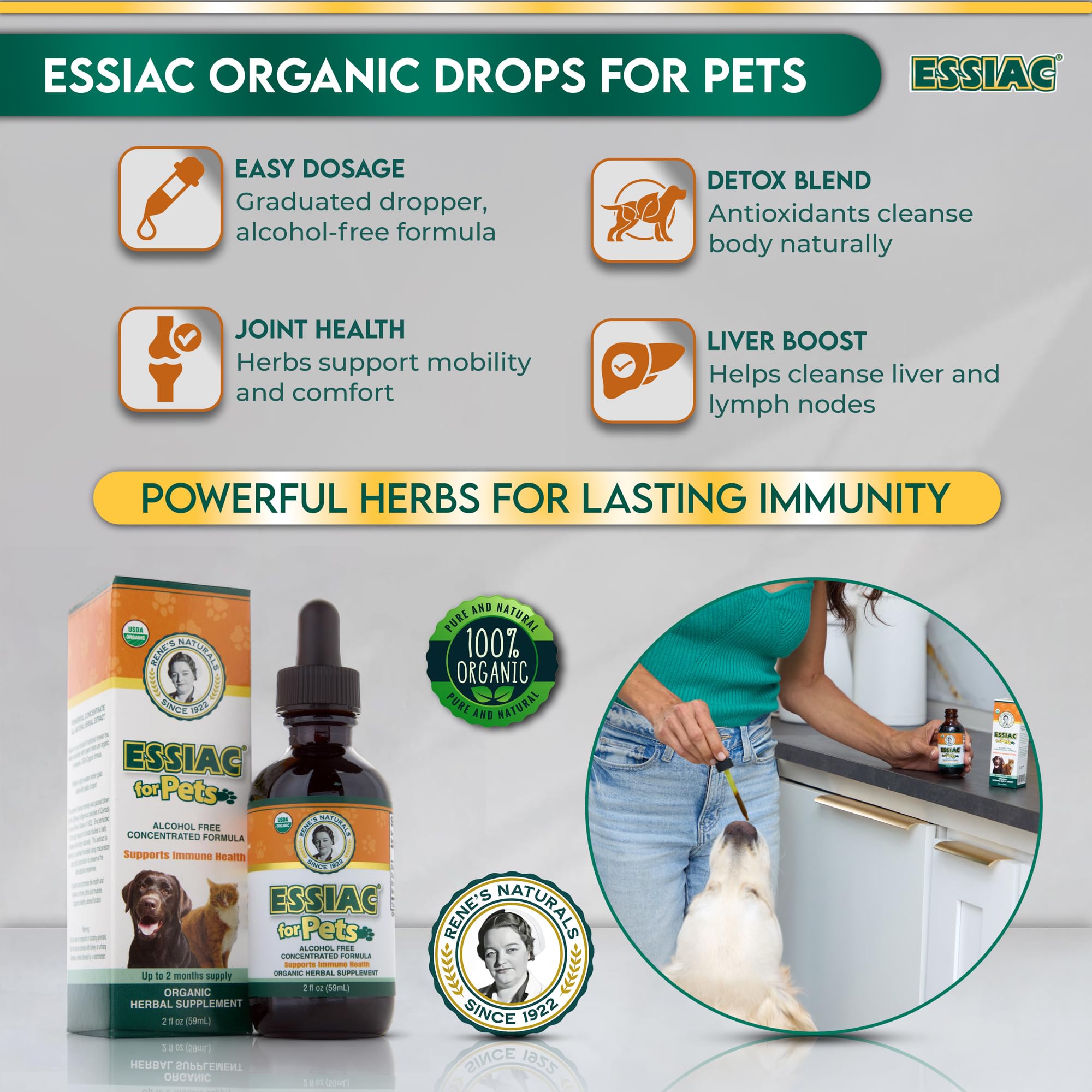 Rene's Naturals Essiac sheep sorrel detail supporting holistic pet care