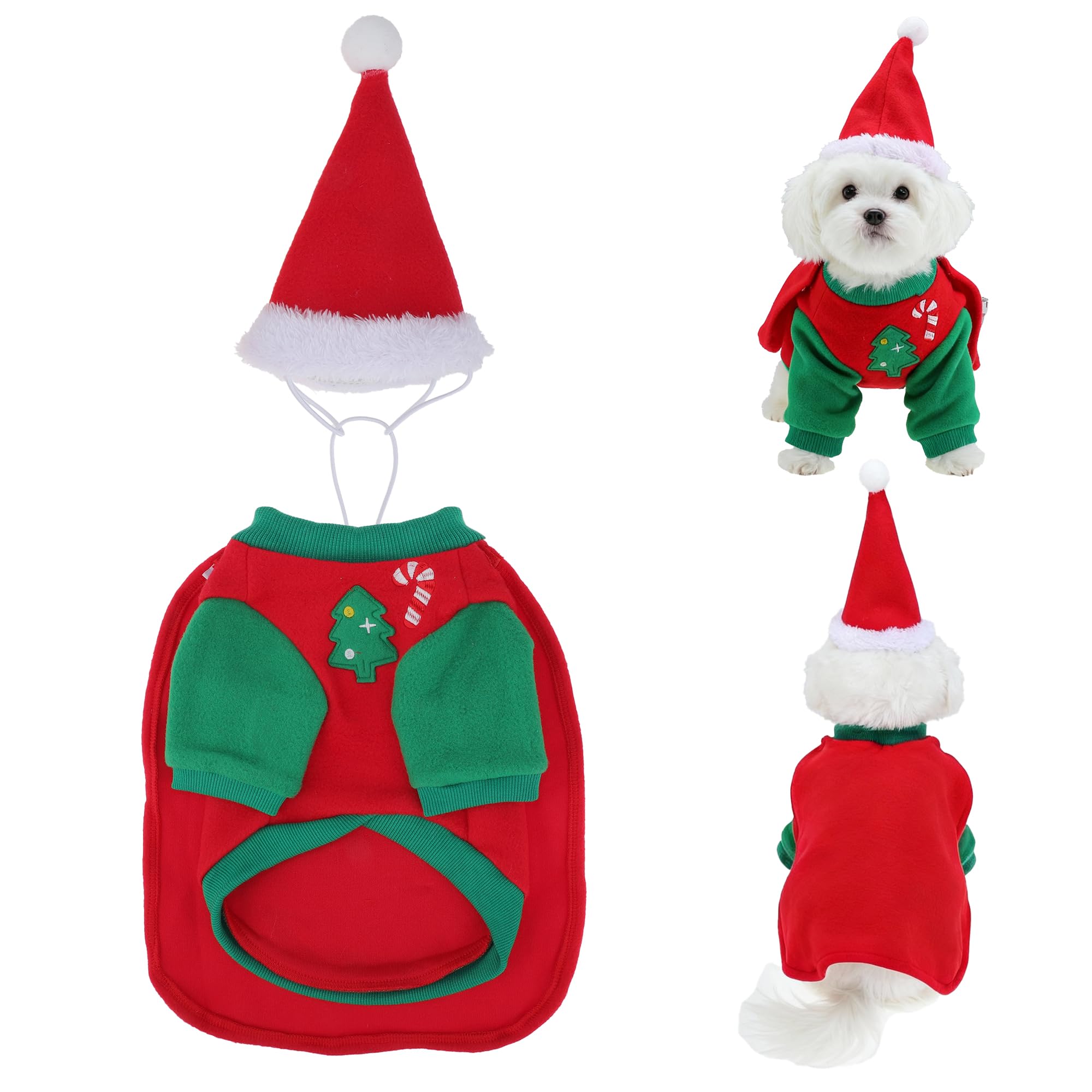 RENEWREVITAL dog Christmas outfit with Santa hat offers festive style for holiday photos.