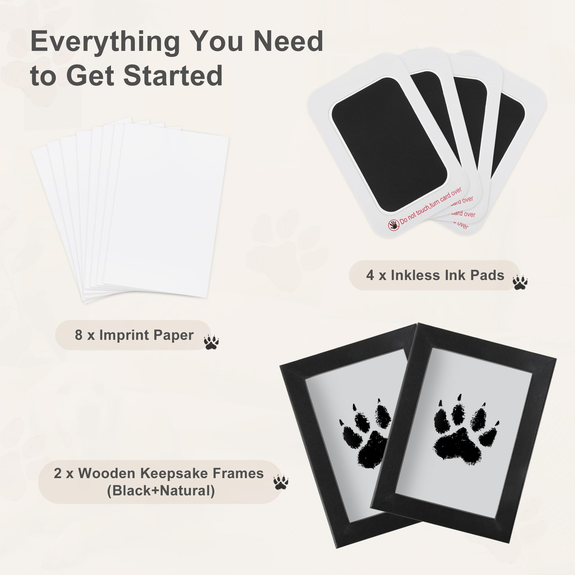 RENEWREVITAL inkless-pads-imprints demonstrates quick-drying, smear-free paw prints on imprint cards.