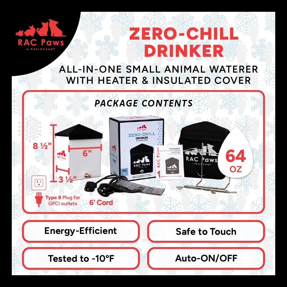 RentACoop RAC Paws Zero Chill Drinker cold-weather tested to -10F