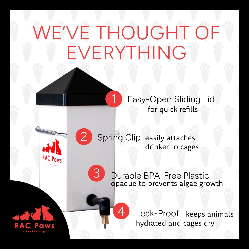 RentACoop water-level visible window aids quick checks in cages.