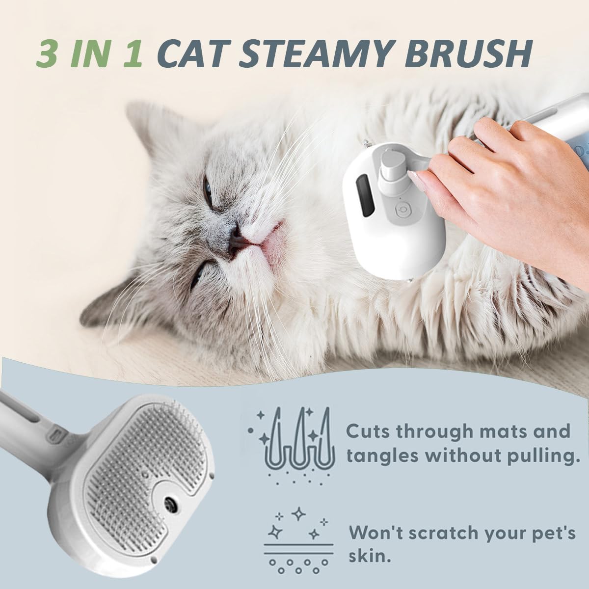 ReNu Dog Brush 3in1 self-cleaning mechanism demonstrates effortless hair removal.