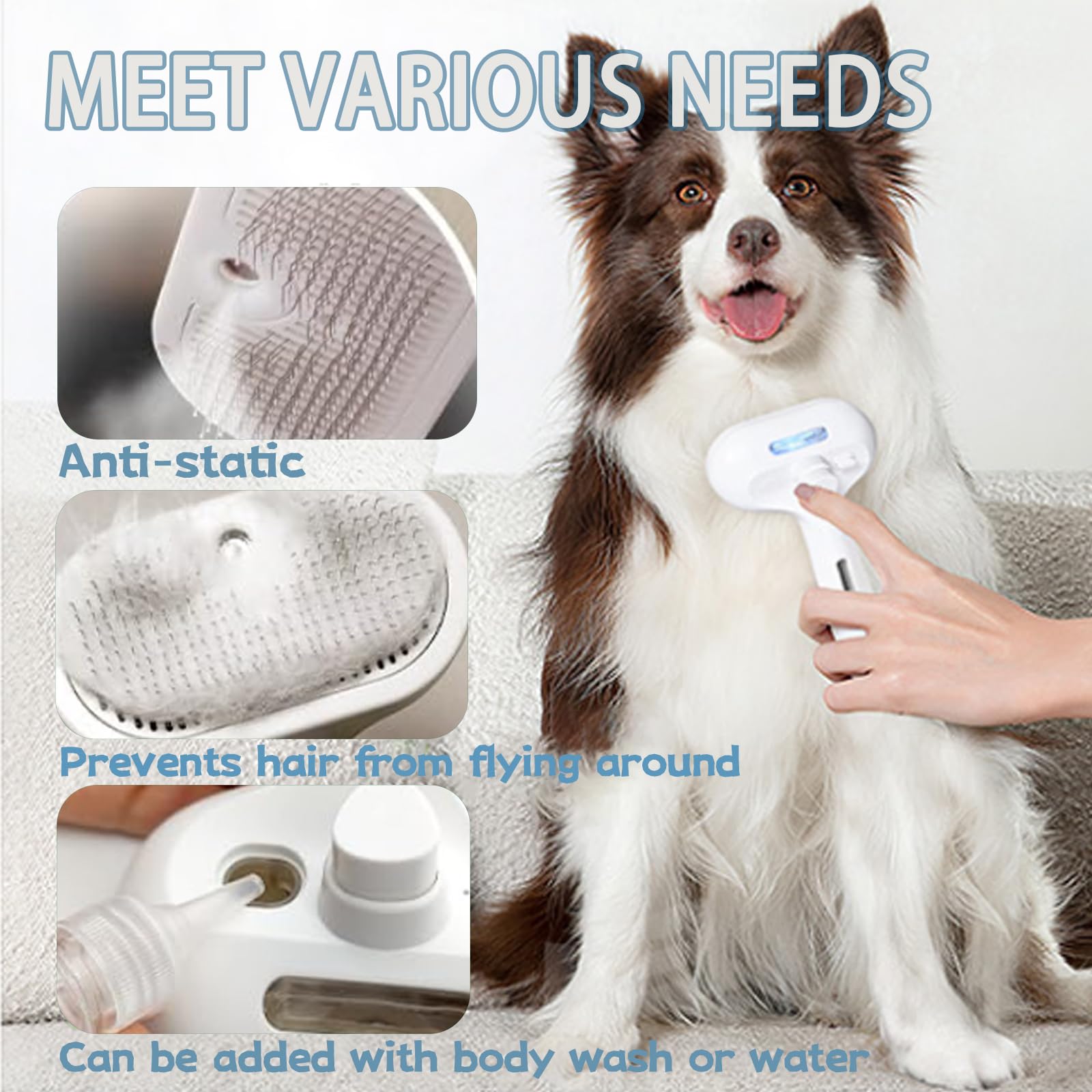 ReNu Dog Brush loose hair removal in motion reduces shedding potential.
