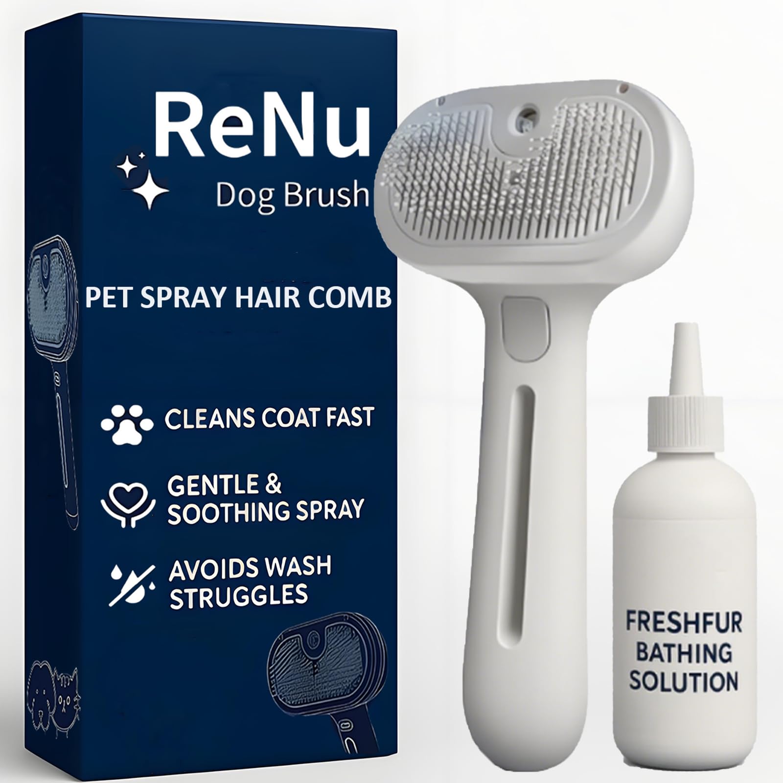ReNu Dog Brush steamy shower session in action for efficient grooming