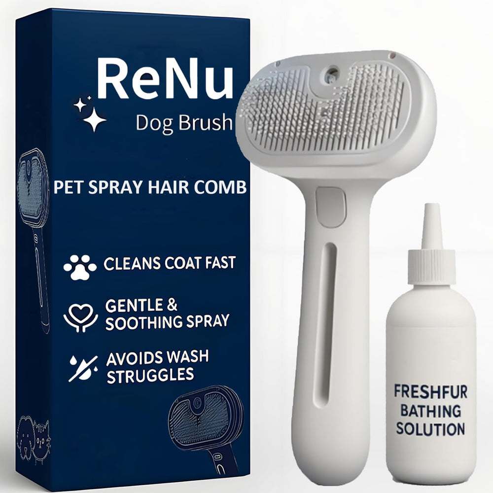 ReNu Dog Brush steamy shower session in action for efficient grooming