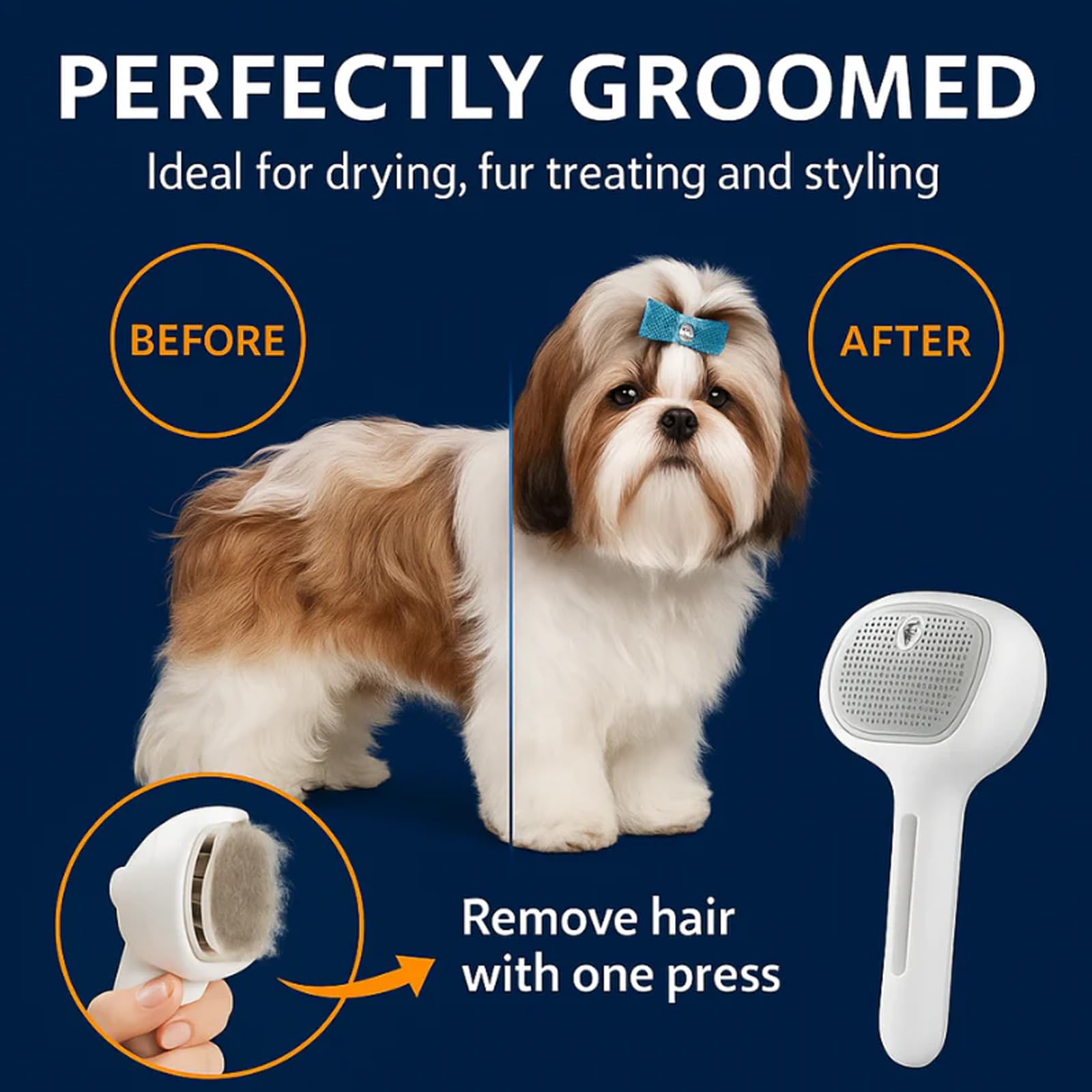 ReNu FreshFur dog brush side view, compact lightweight design