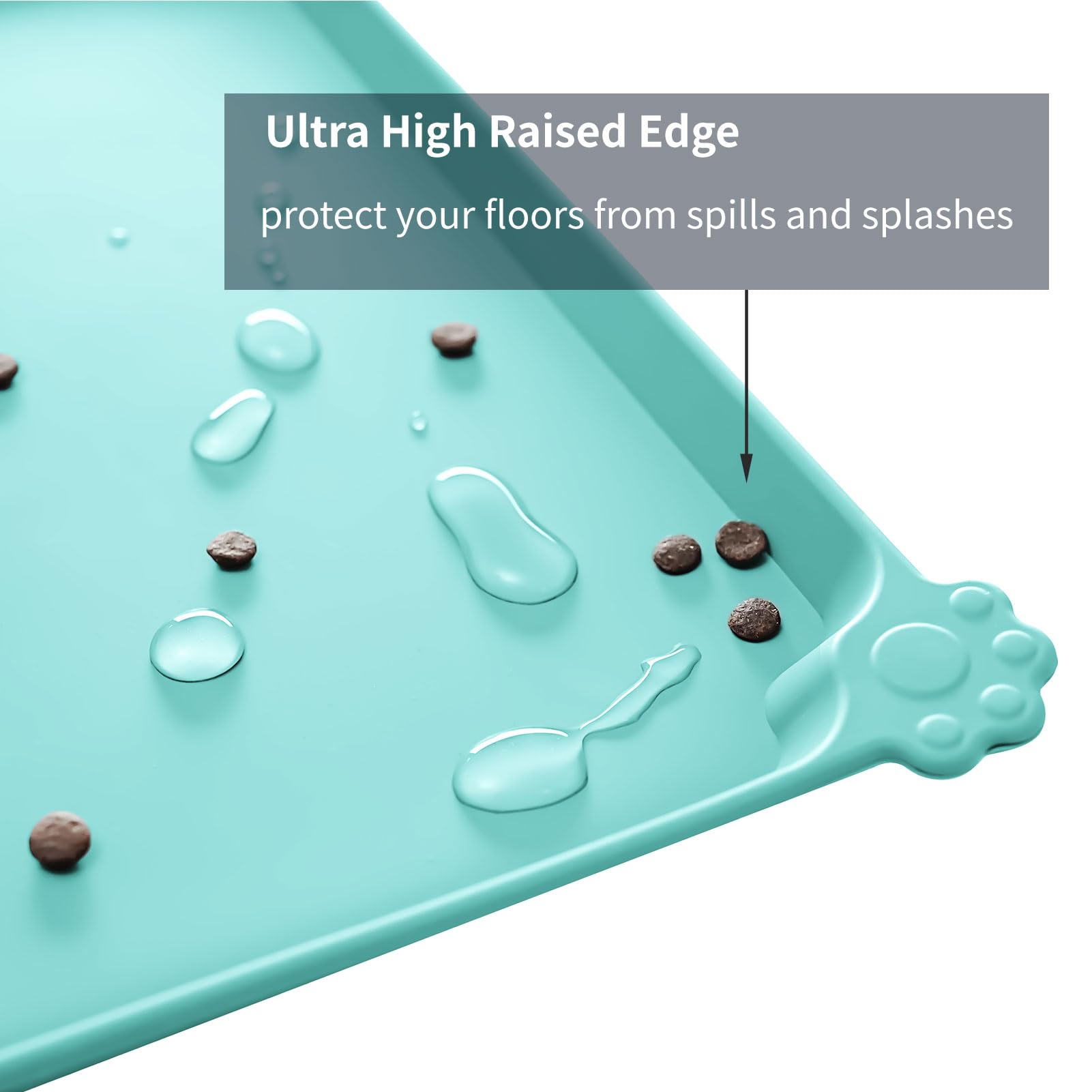 Reopet 18-5x11-5 inch mat fits small bowls for mess-free meals.