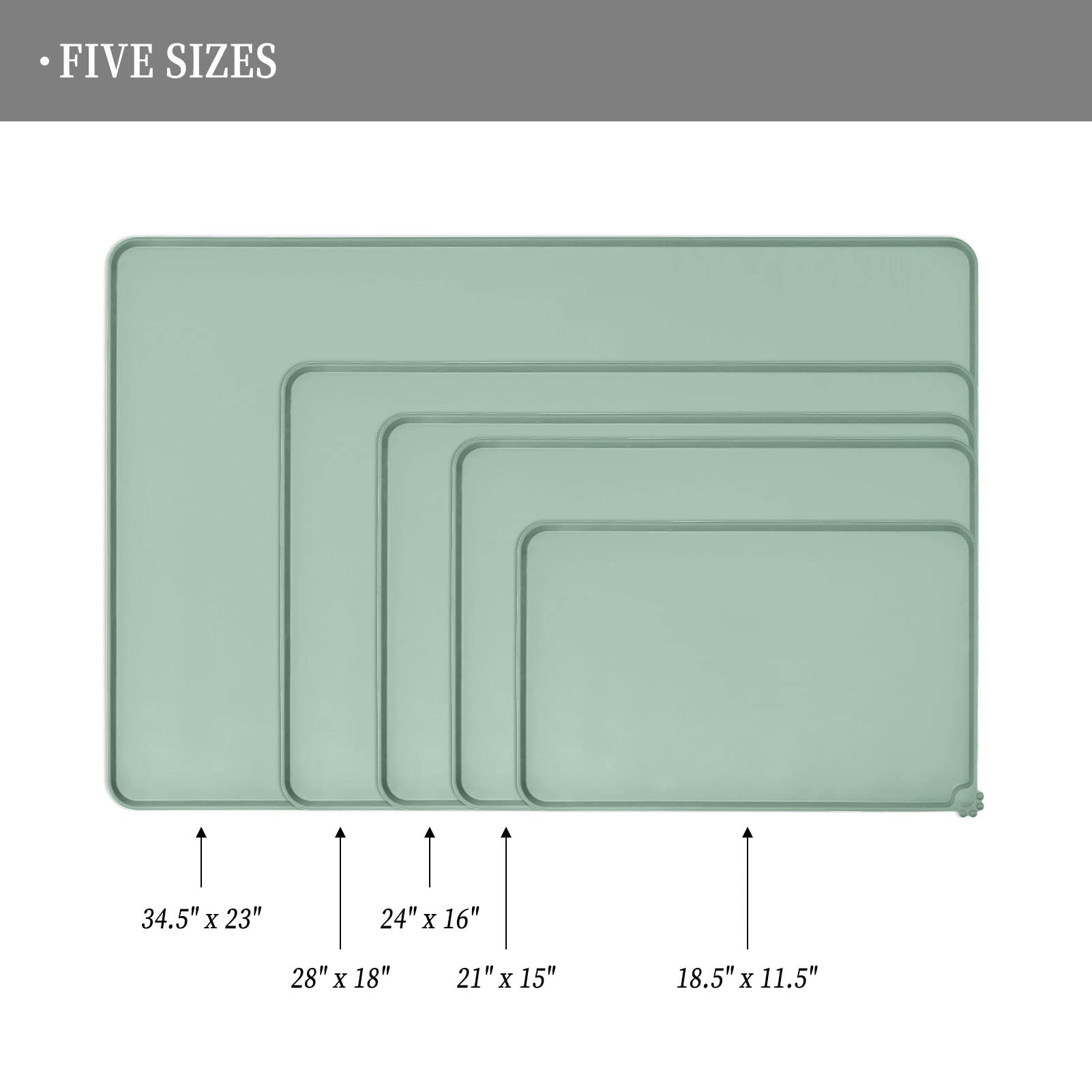 Reopet high-raised edges pet mat with elevated border contains spills.