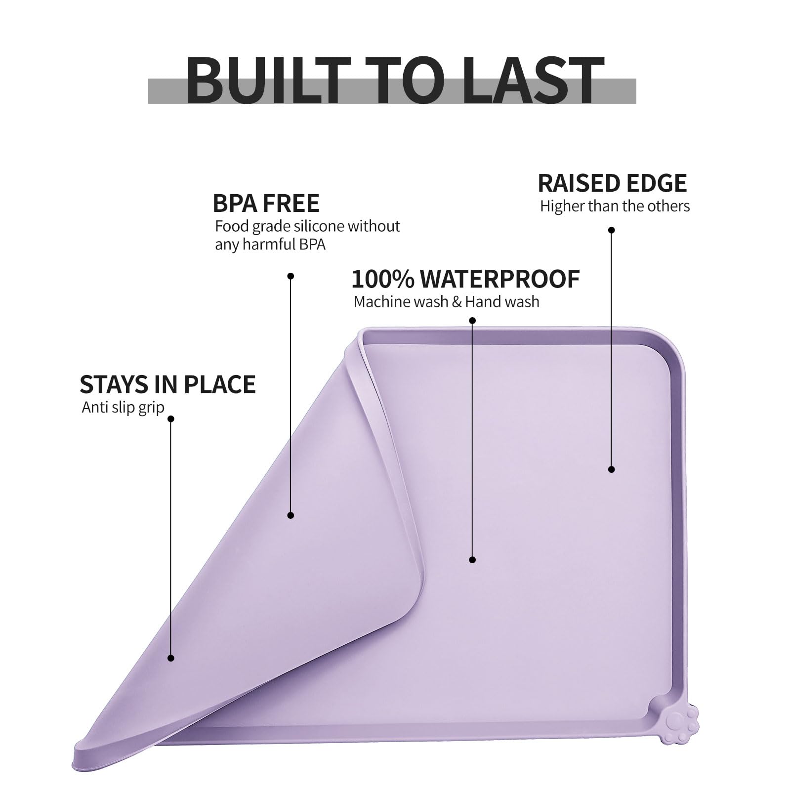 Reopet silicone mat being wiped clean for quick post-meal cleanup.