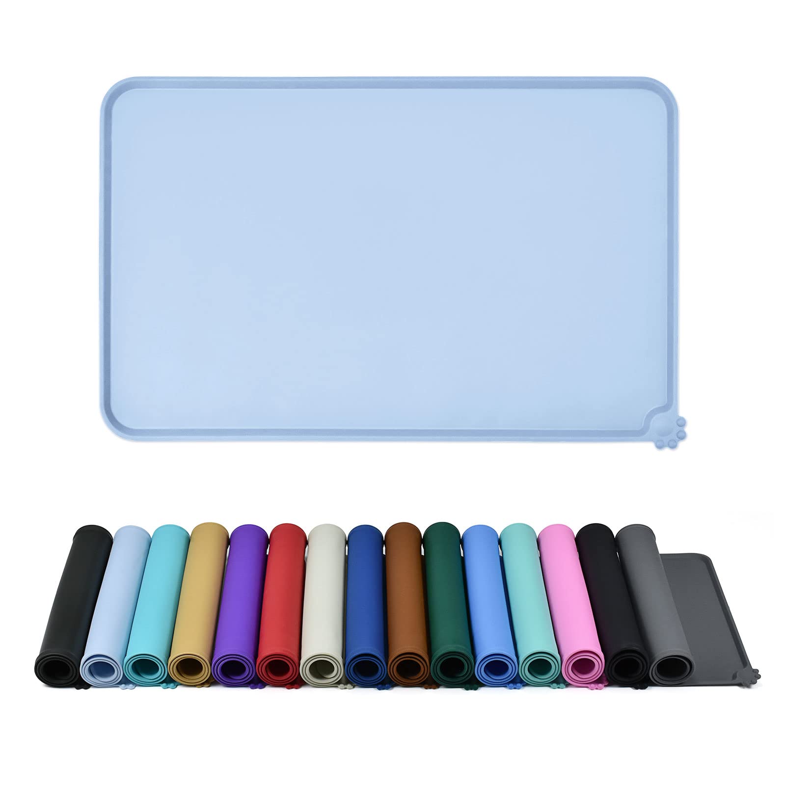 Reopet waterproof feeding mat with high raised edges protects floors during meals.