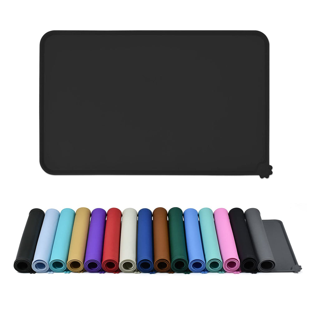 Reopet waterproof pet feeding mat with anti-slip base keeps bowls stable and floors clean.