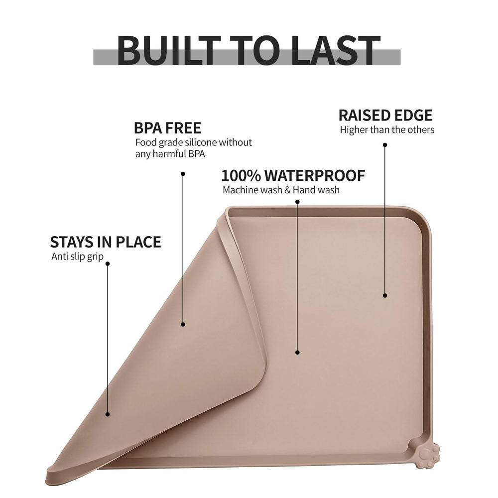 Reopet mat protects floors by catching spills during meals