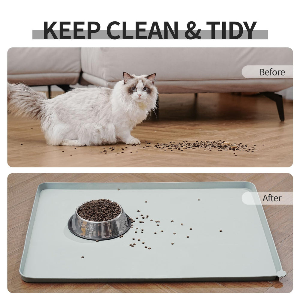 Reopet Waterproof Pet Feeding Mat highlights BPA-free material for safer mealtimes.