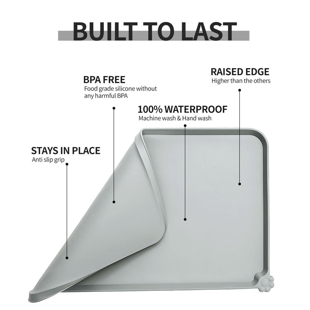 Reopet Waterproof Pet Feeding Mat protects floors from water and food spills.