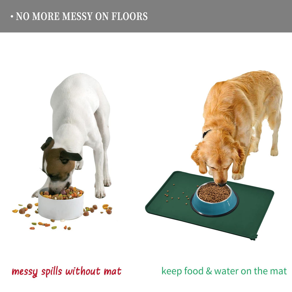 Reopet waterproof pet feeding mat protects floors from spills and splashes.