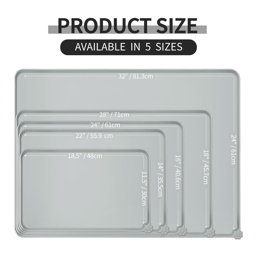 Reopet Waterproof Pet Feeding Mat with high raised edges contains spills and protects floors.