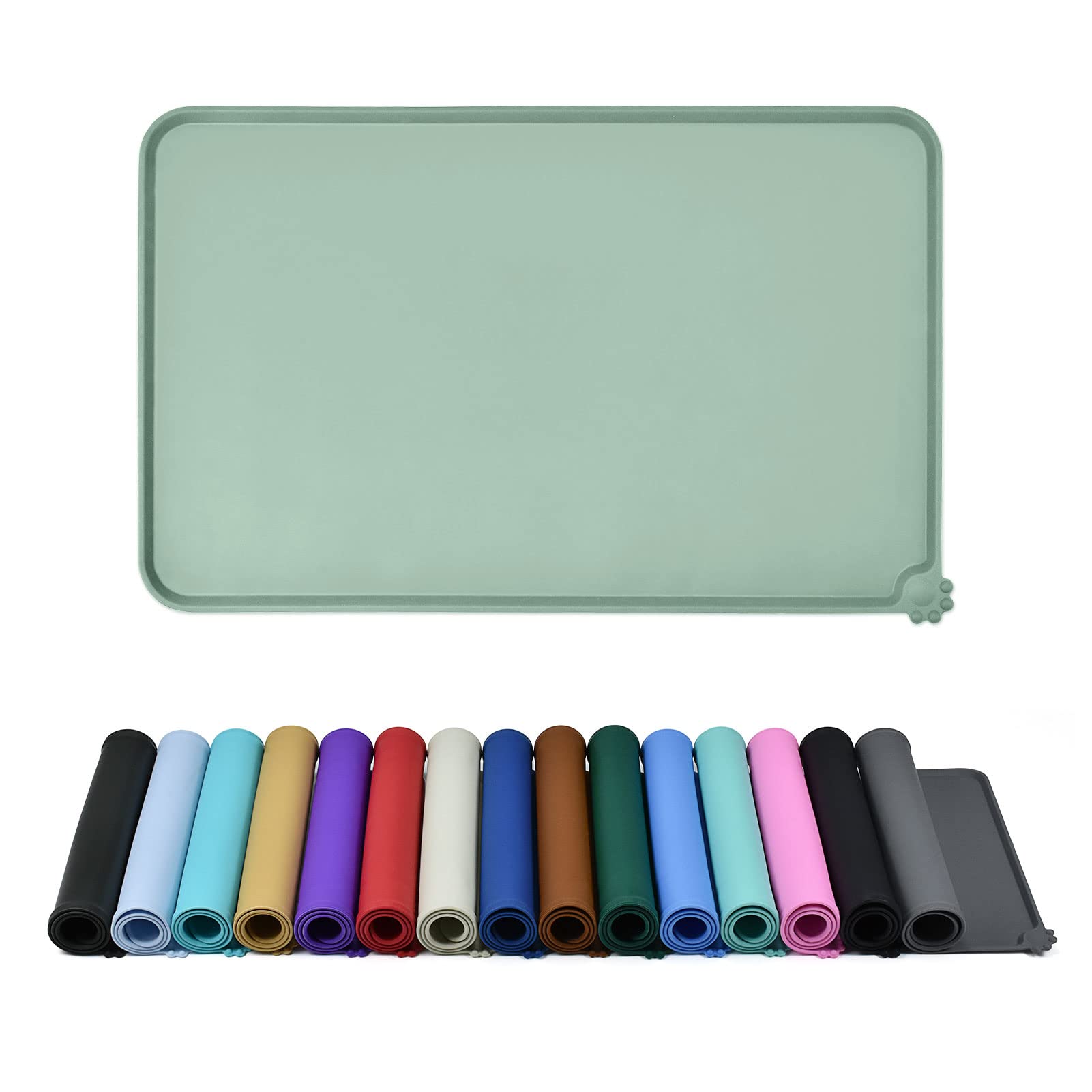 Reopet waterproof pet feeding mat with anti-slip base keeps bowls stable and floors clean