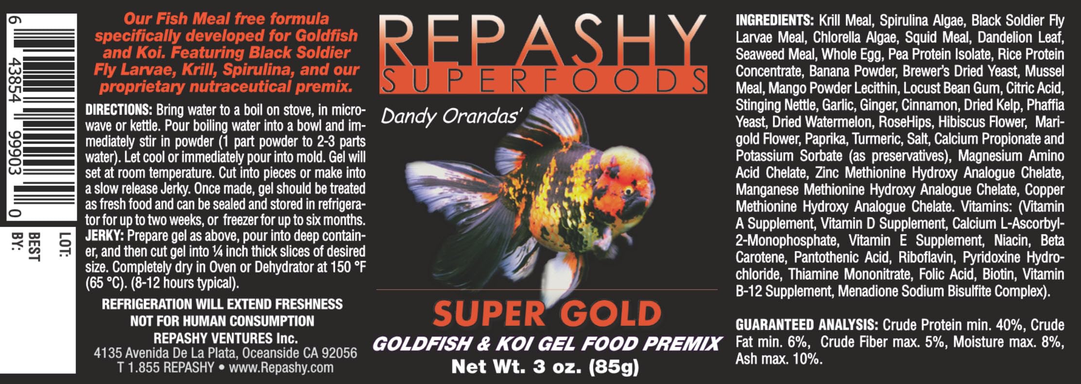 Repashy Super Gold gel food serve shows easy feeding and balanced nutrition for goldfish.