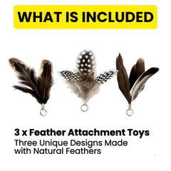 Repounce wand compatibility – universal metal ring for quick feather swaps during play.