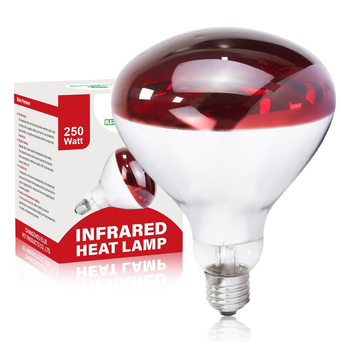 REPTI HOME 250W infrared heat lamp quickly warms chicken coop for chicks.
