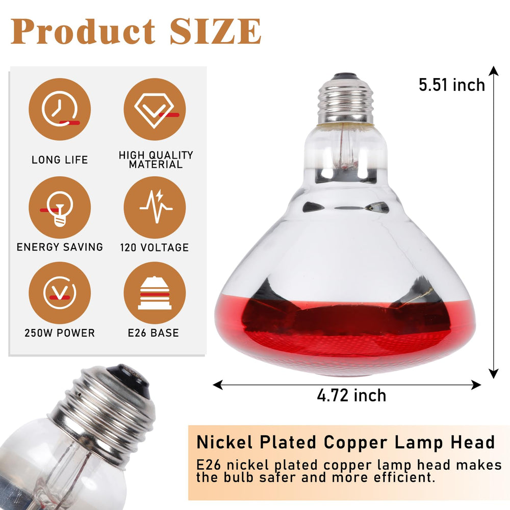 REPTI HOME 250W red heat lamp bulb safety guidelines for proper distance