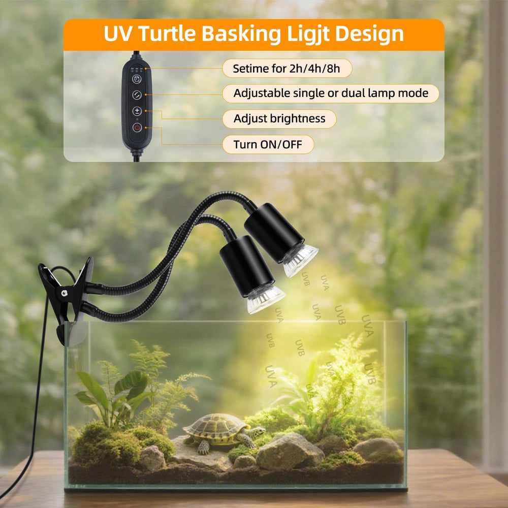 REPTI HOME 360-degree-rotating-turtle-light demonstrates full-range basking adjustment.